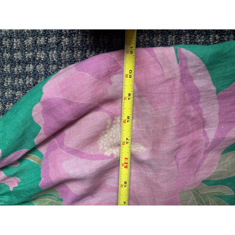 Farm Rio Green Wild Peonies Linen Pants Floral Pineapple Tassel Size L and top - Picture 8 of 16